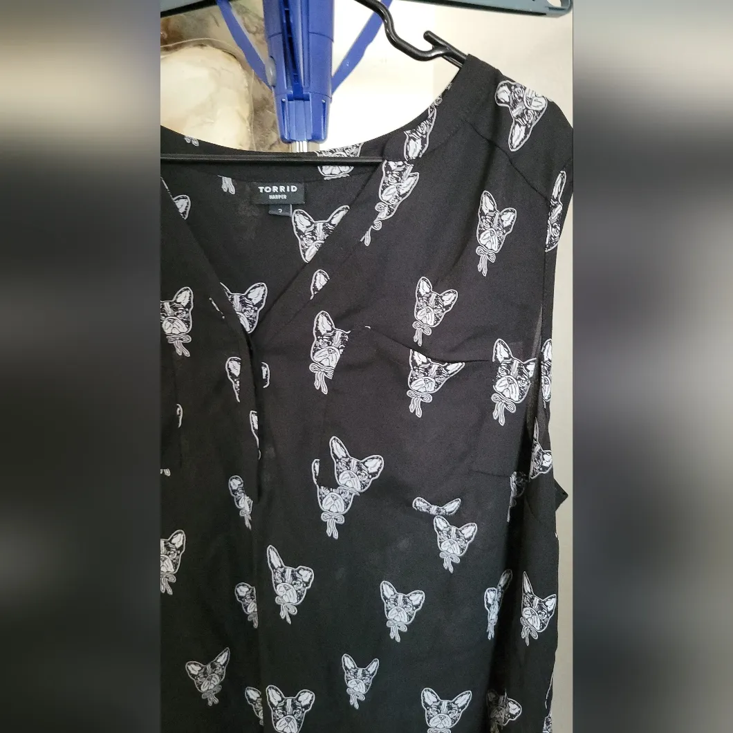 Torrid Harper black sleeveless French Bulldog shirt 2 - Image 3