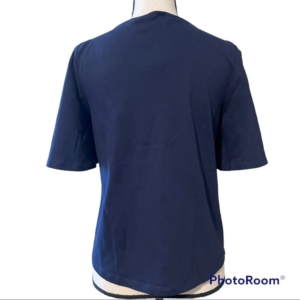 Lauren Ralph Lauren small cold shoulder blouse womens blue short sleeve casual - Image 7