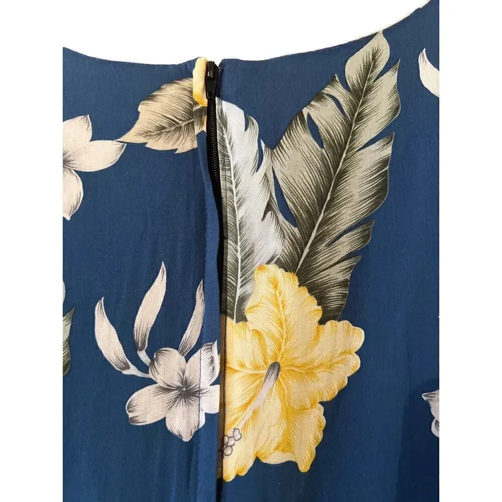Two Palms Hawaii maxi dress XL vacation cruise resort tropical island flowers Blue - Image 5