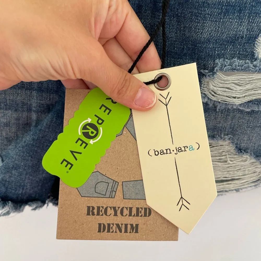 Ban jara Denim shorts loose fit super high rise juniors size 7/27 Distressed NWT - Image 4