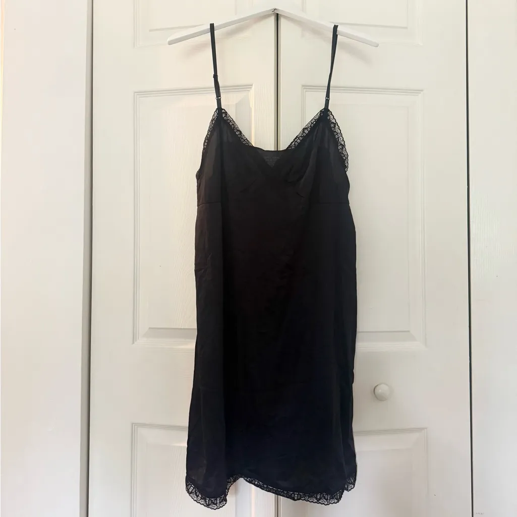 Vanity Fair Black Lace Trim Nightgown Slip Chemise Pajamas Sleep Dress Size XXL - Image 2
