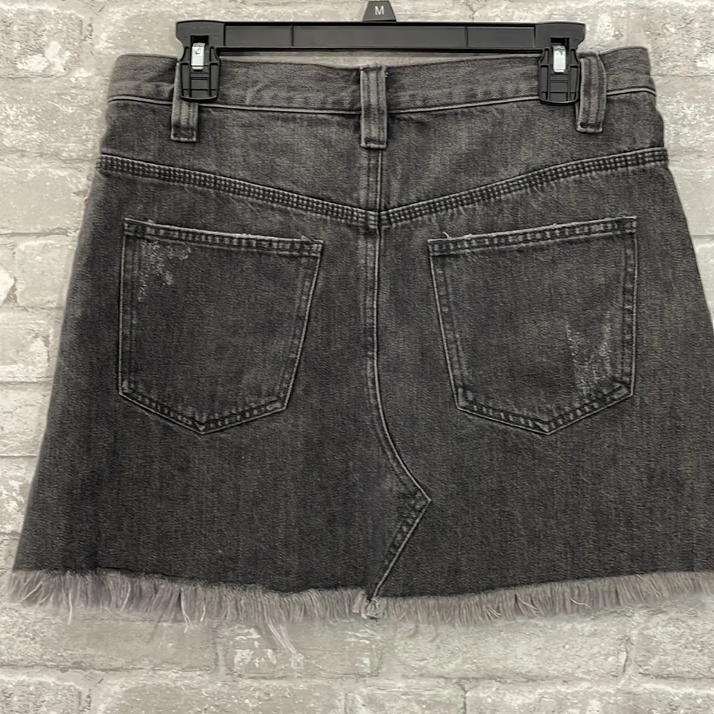 Free People Black Washed Denim Mini Skirt - Image 3