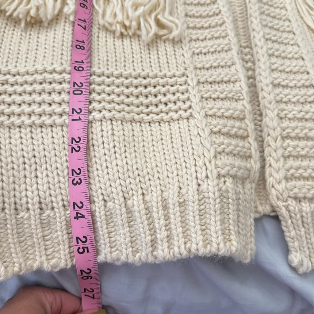 12th tribe Sunny Beige oversized Fringe Cardigan Sz xs - Image 10