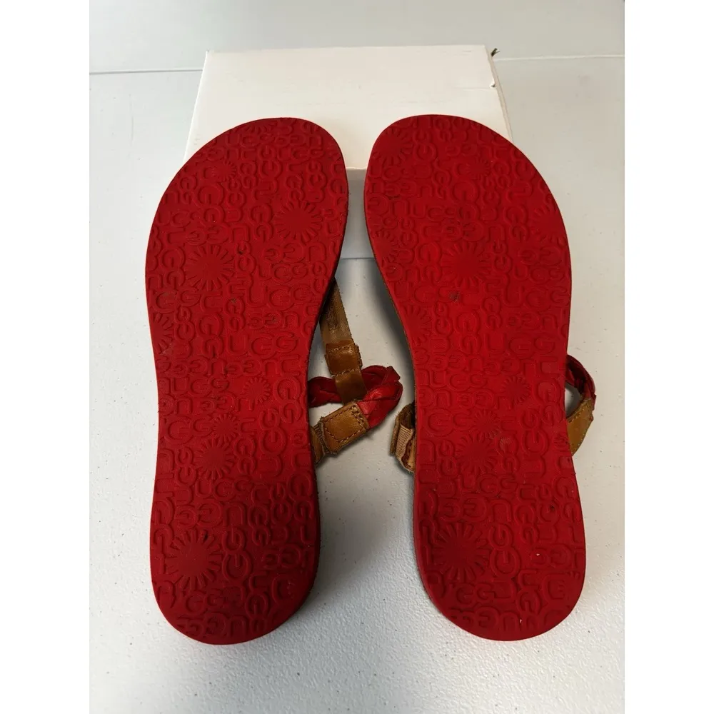 UGG AUSTRALIA Women Bria Sandal Red Flip Flop Tong Sandals Bohemian Women Size 8 - Image 3