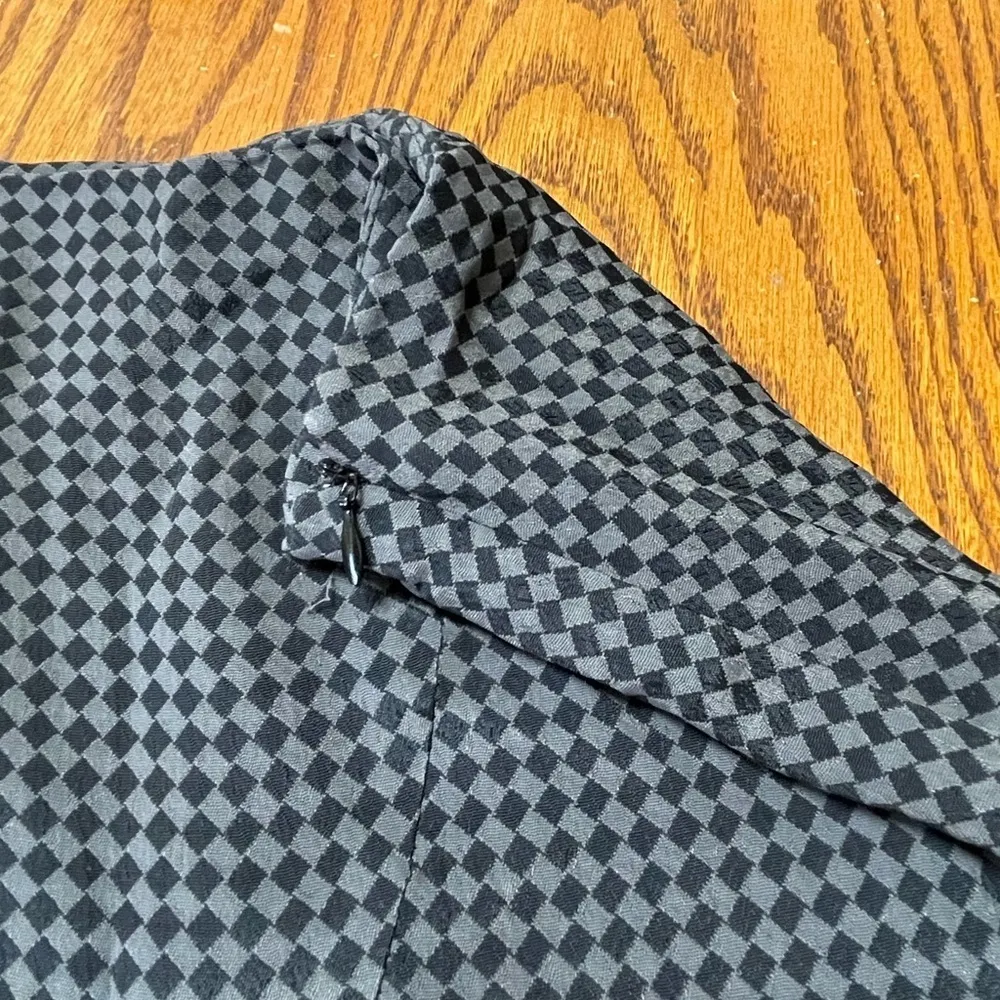 Y2K Vintage Alfani Petites Skirt Black and Gray Check Size 6P - Image 9