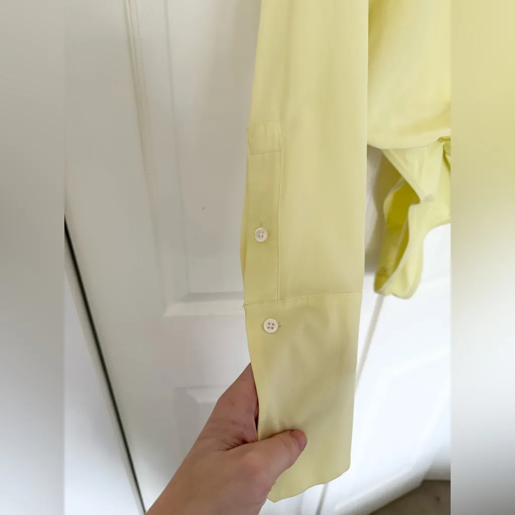 ALC Diana Silk Bodysuit in Canary Yellow Long Sleeve Top Blouse Size 00 FLAWED - Image 4