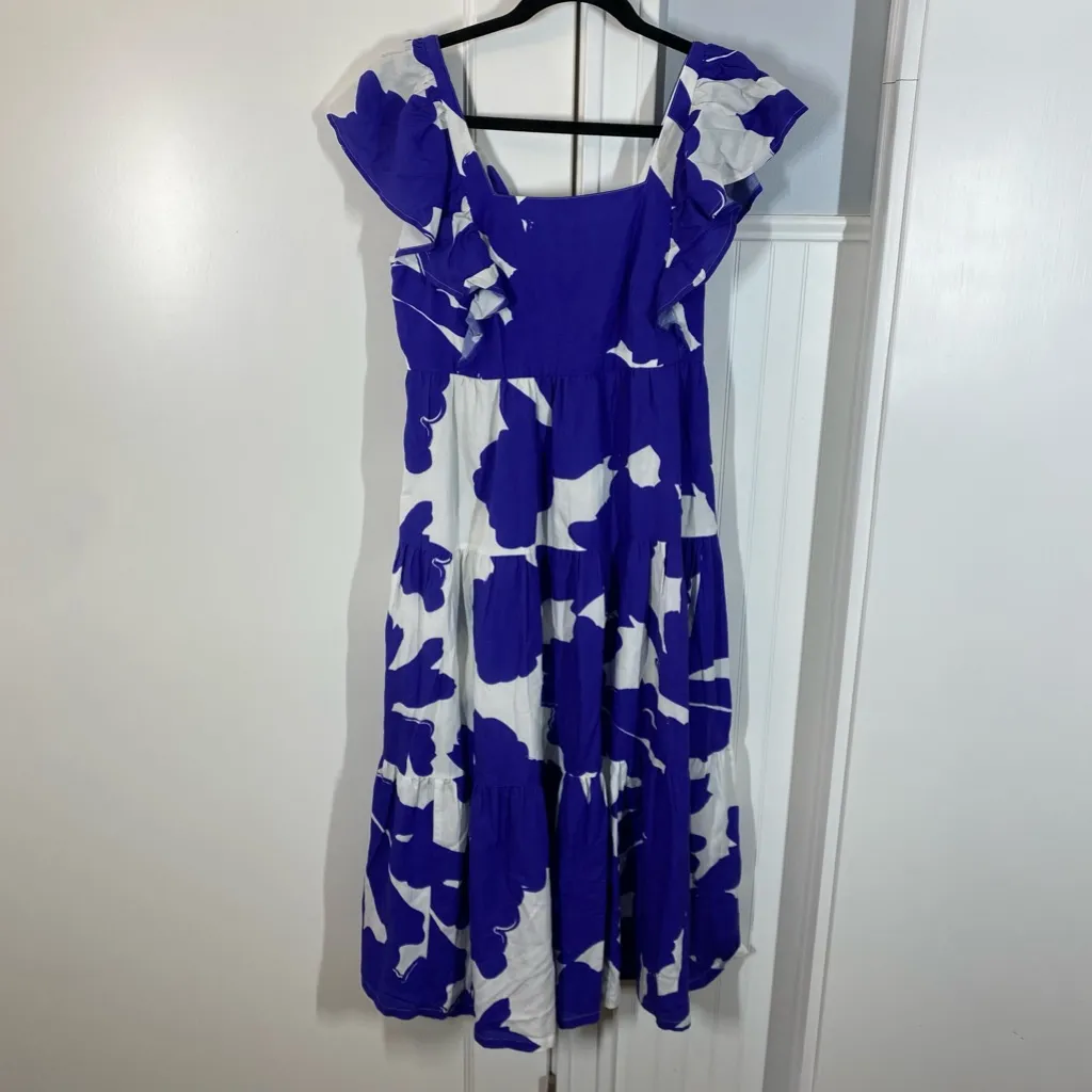 CROSBY by Mollie Burch Eloise‎ Tie Linen-Blend Midi Dress Aegean Bloom Size XS - Image 2