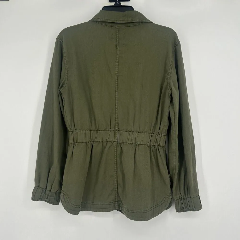 Knox Rose Olive Green Utility Jacket Lightweight Pockets Elastic Waist Size XS - Image 6