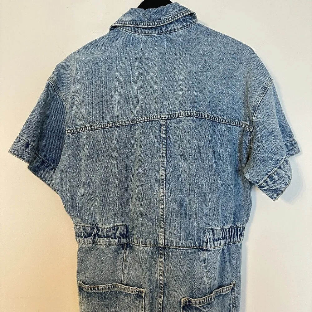 FREE PEOPLE x We The Free Marci Cuffed Shortall in Wash Marrakesh Size Large NWT - Image 10