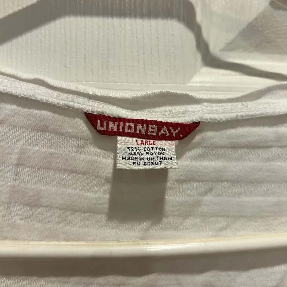 Vintage 90s Y2K‎ Union Bay Top Large Juniors White Pink Layered Skater Baby Tee - Image 2