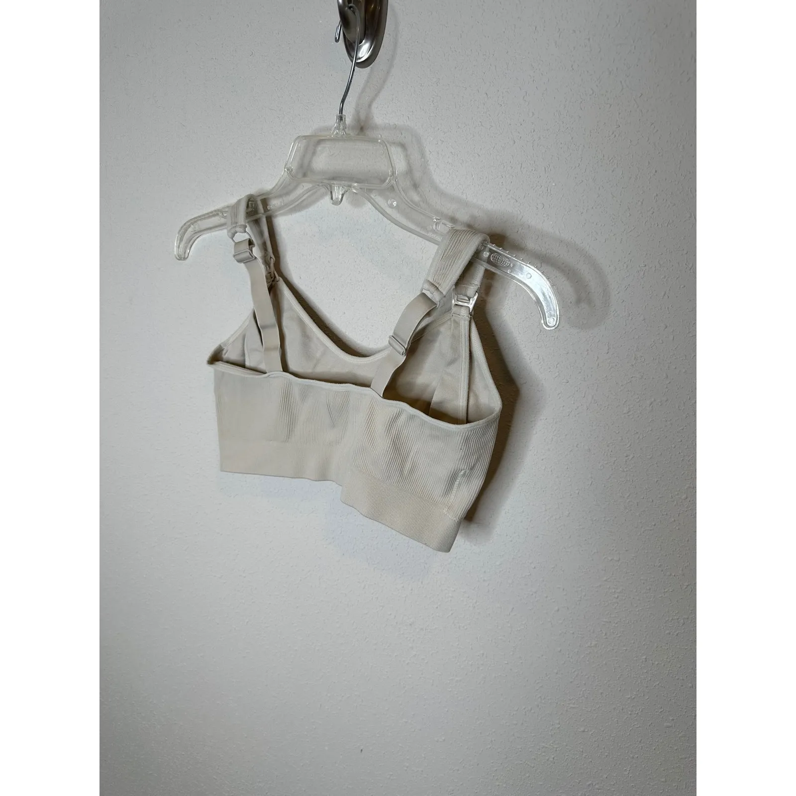 KB Womens Ribbed Seamless Comfort Bralette Beige Lounge Support Large Tan - Image 3