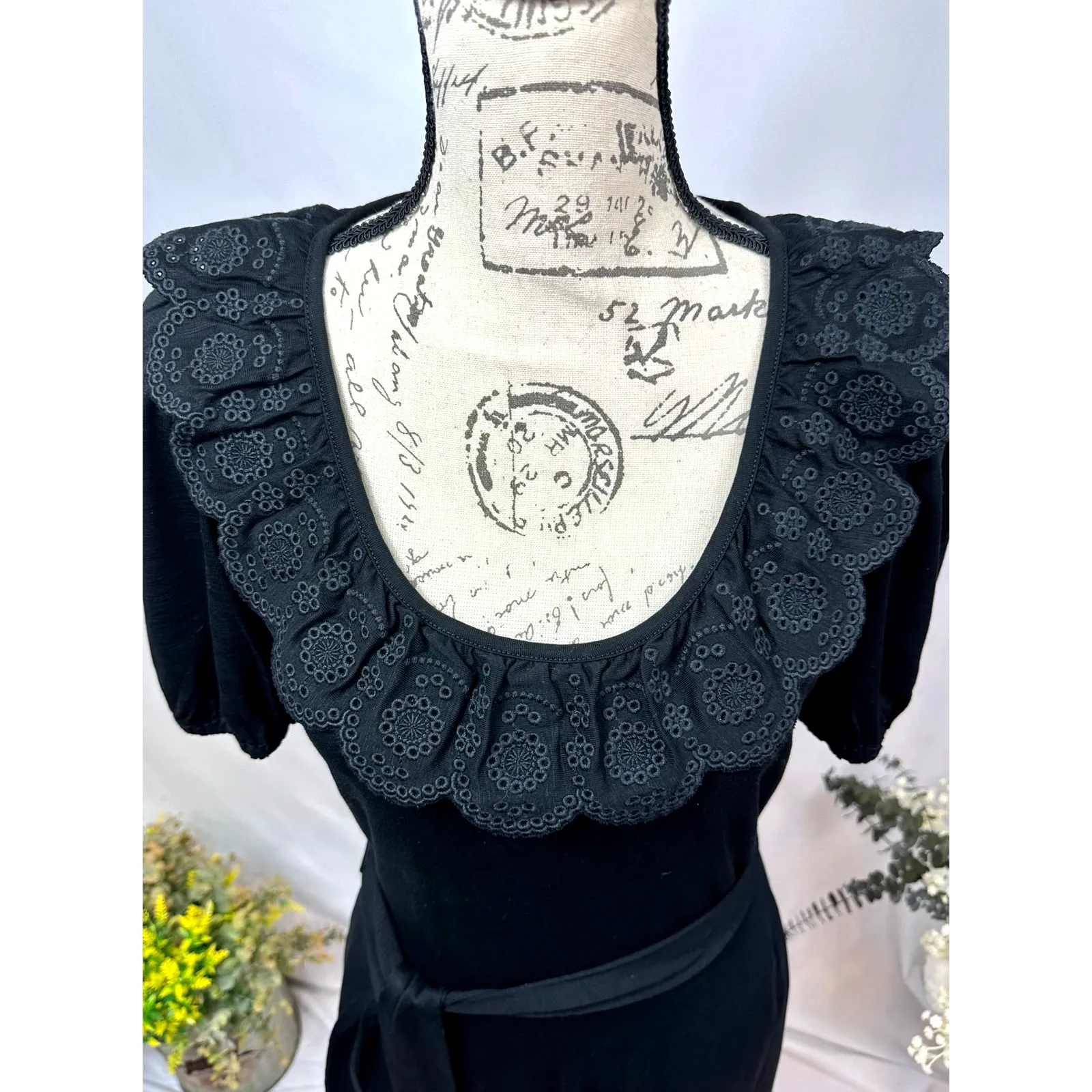 Boden Lace Detail Tie Waist Maxi Dress Black size 6 - Image 9