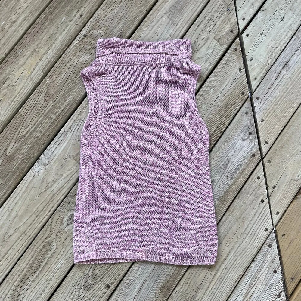 Laura Ashley Women's Vintage Pink Cowl Neck Sleeveless Sweater Size L - Image 2