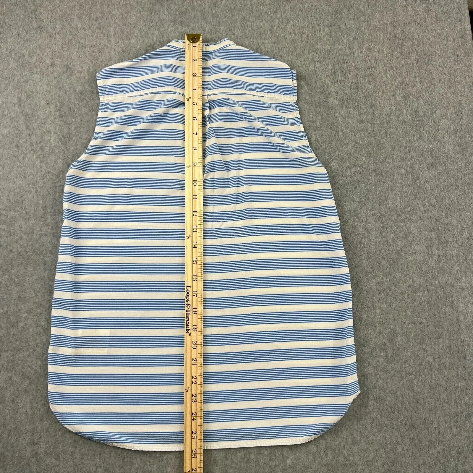 Gap Women Rayon Viscose Shirt Extra‎ Small Cap Sleeves Blue Stripes Lightweight - Image 5