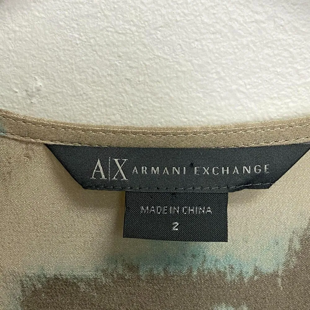 ARMANI EXCHANGE Silk Wrap Playsuit in Smudge Print Size US 2 Pockets Lightweight - Image 9