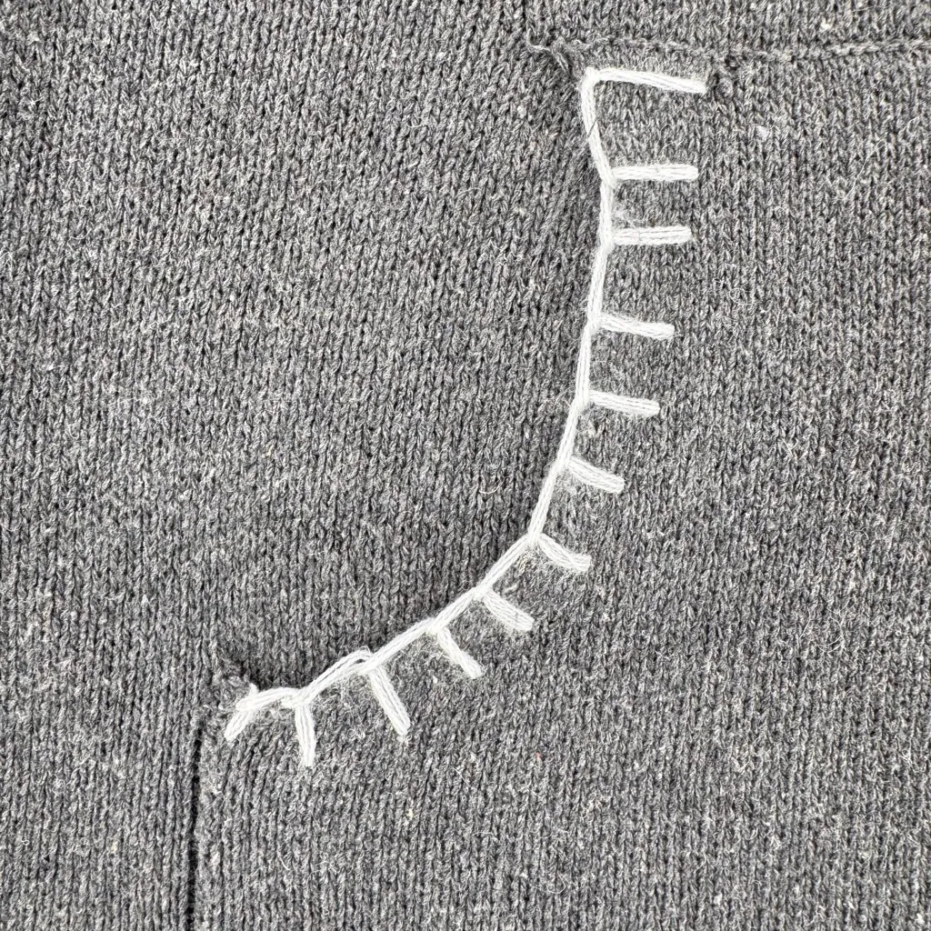 Gray Green Colorblock Hooded Sweater Pocket Beads Toggle Button Boho Asymmetric Size XL - Image 11