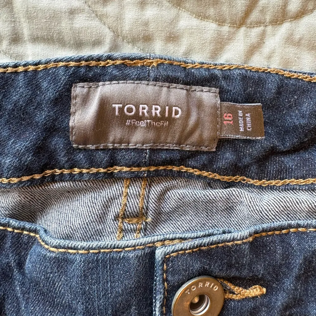 Torrid Indigo Jean Shorts with Frayed Hem - Image 2