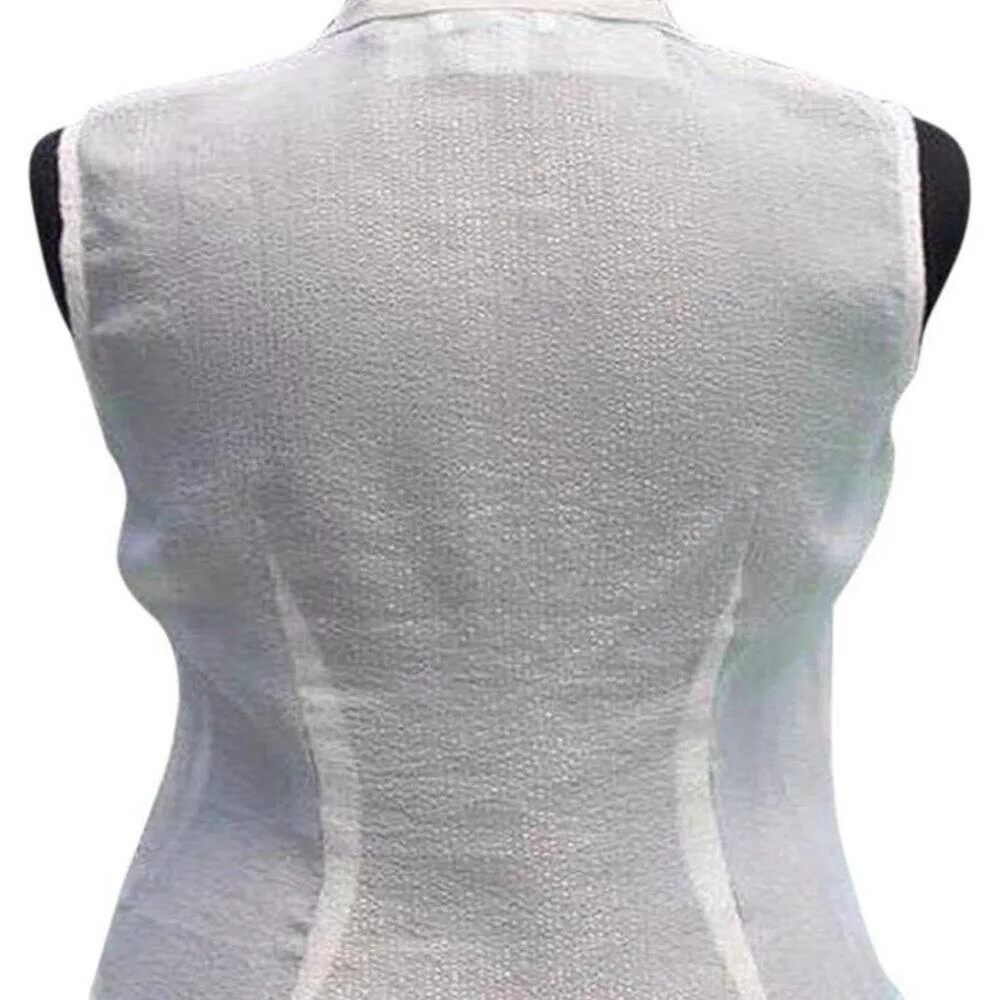 Cache Ivory Silk Gold Lurex Sparkle Hand Crochet Brown Beads Top $118 New NWT - Image 5