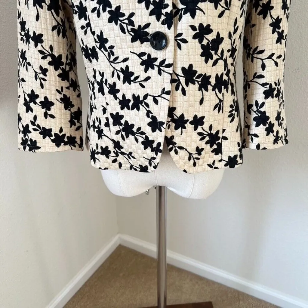 MaxMara Silk Blend Jacket Blazer Made‎ in Italy Women’s Size 8 Quilted Tan Black - Image 7