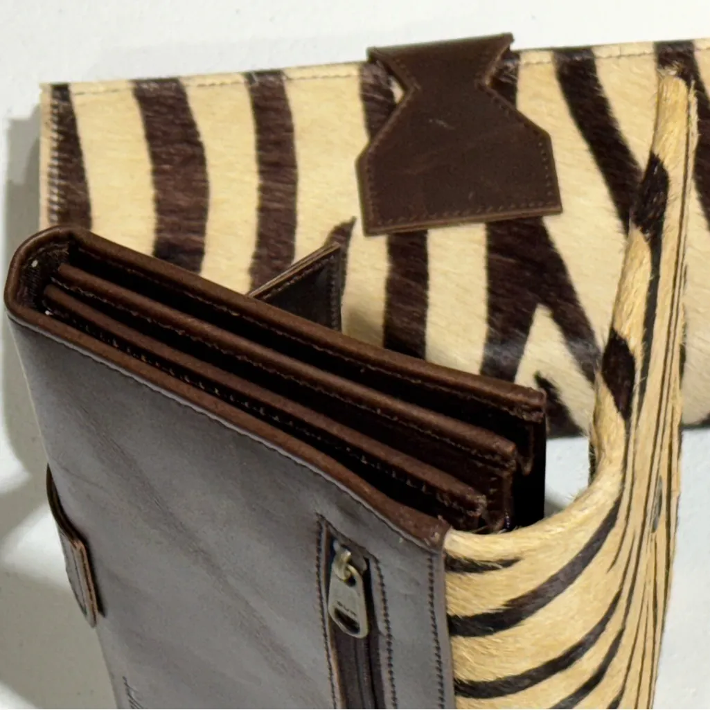 Lot Of 2 Real Handmade Animal Print Fur Leather Loop Closure Wallet/Hand Clutch - Image 6