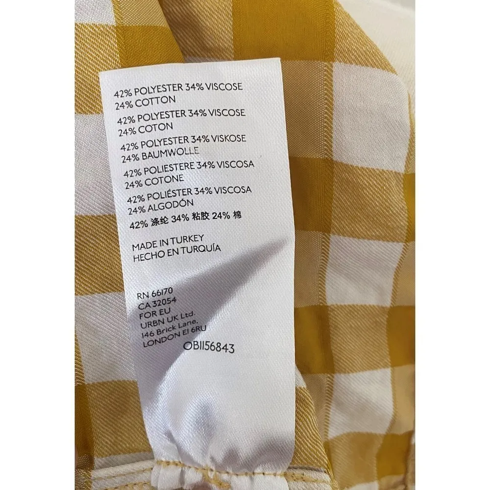 Maeve Anthropologie  April Mustard White Gingham Babydoll Tunic Blouse SP - Image 9