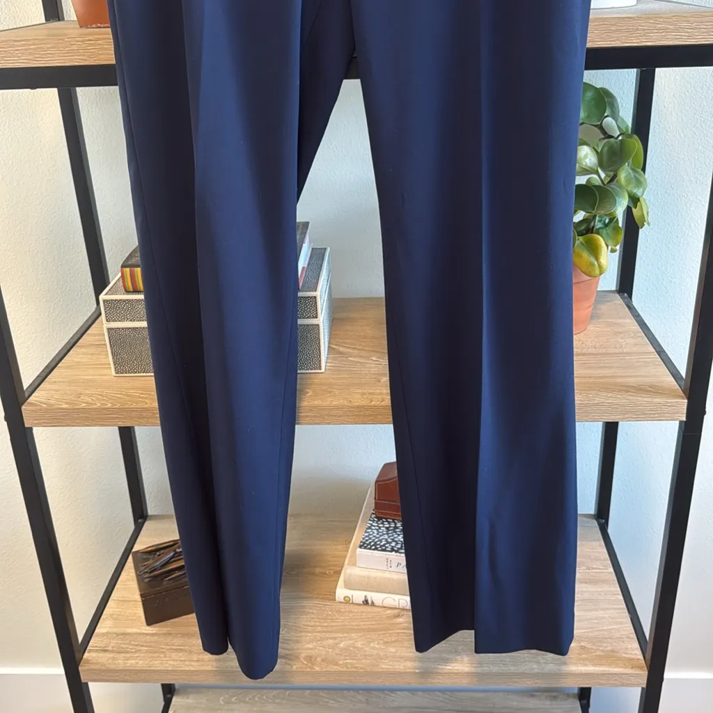 Coldwater Creek Mid-Rise Natural Navy Straight Leg Woven Career Dress Pant 10 - Image 3