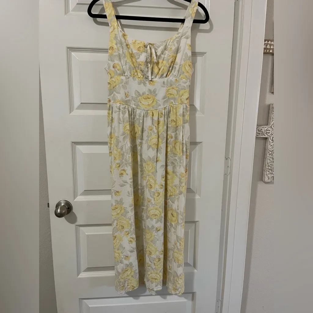 Monteau Yellow and Oatmeal Linen Blend Dress by Monteau Size L - Image 8