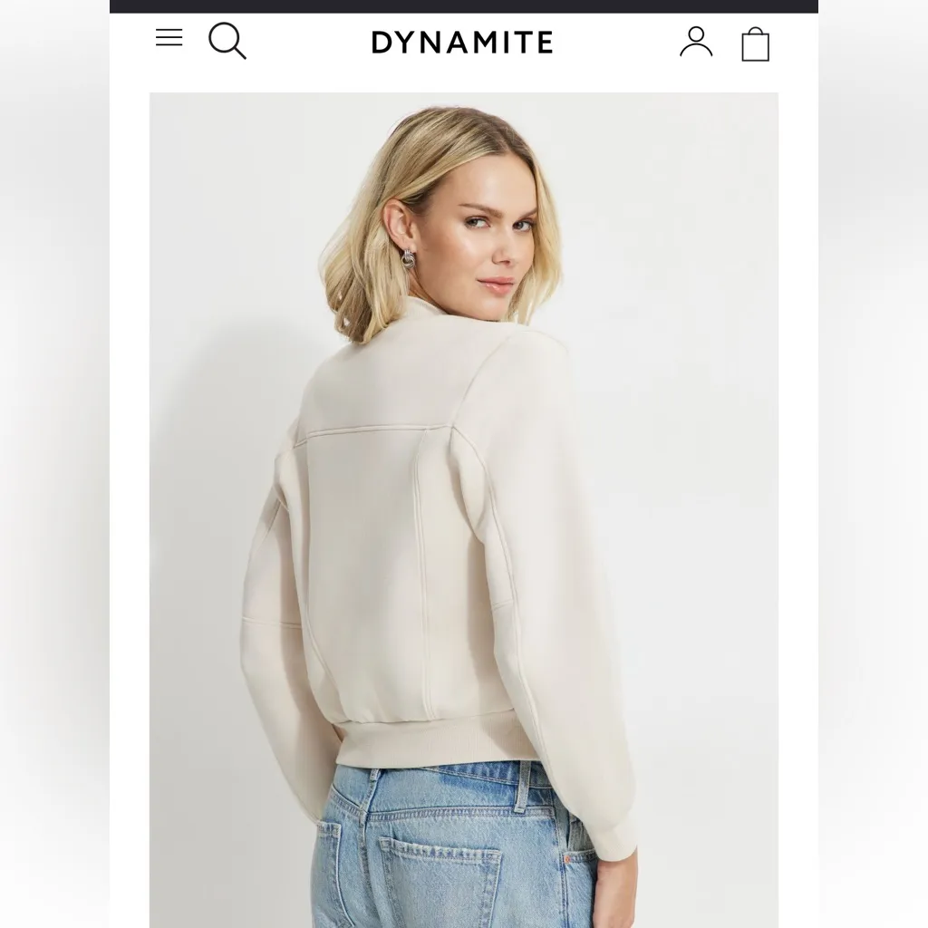 NWT Dynamite Anywhere Scuba‎ Bomber Jacket Cream Women’s XL - Image 11