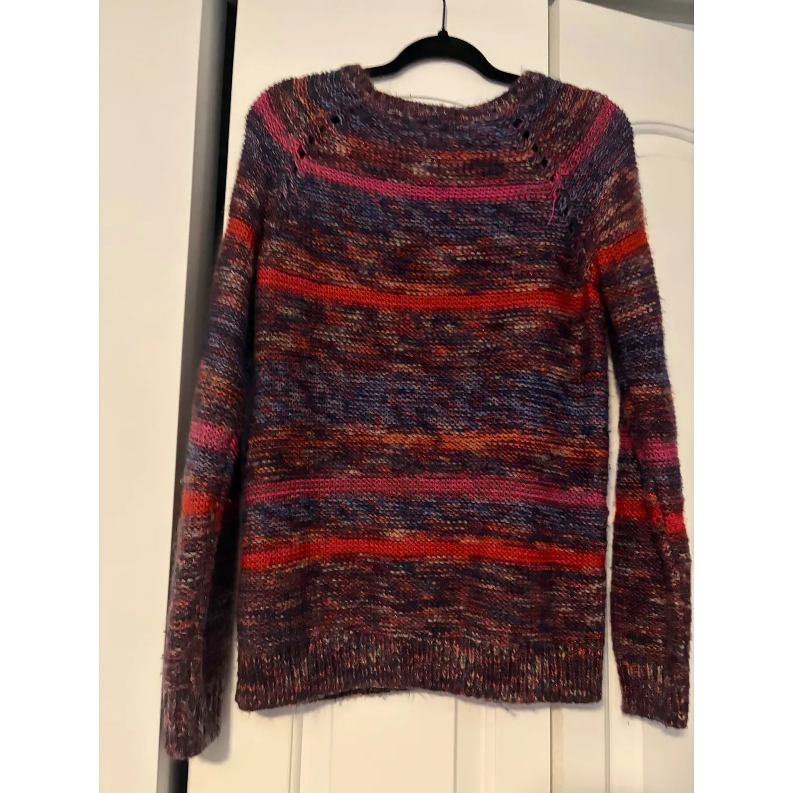 Mossimo Supply Co. Womens Multi Color‎ Striped Knit Pullover Sweater Size M Pink Size M - Image 6