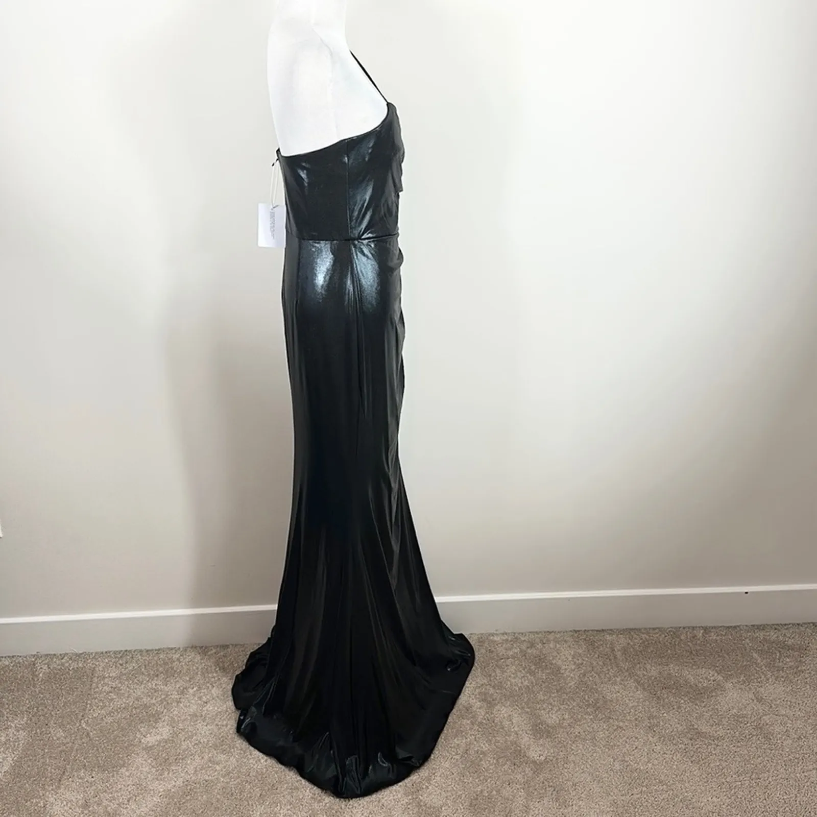 Marchesa Notte Ruched Gown Dress Lame Black Size 8 NEW - Image 10