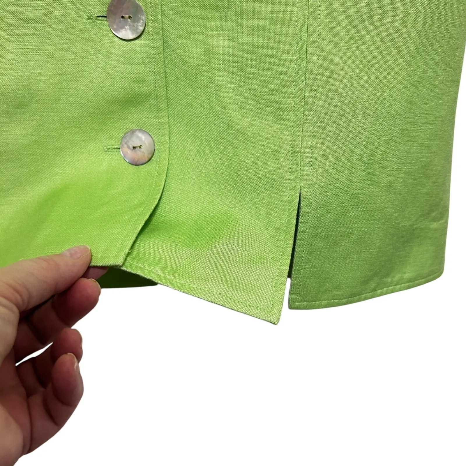 Coldwater Creek Women Sheath Dress Jacket Set 12 Green Linen Blend Career Office - Image 12