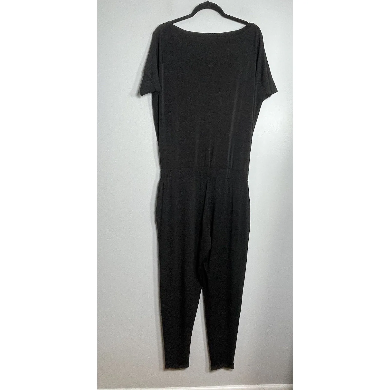 MICHAEL STARS Knit Short Sleeve Jumpsuit Medium Black Comfort Casual Lounge - Image 4