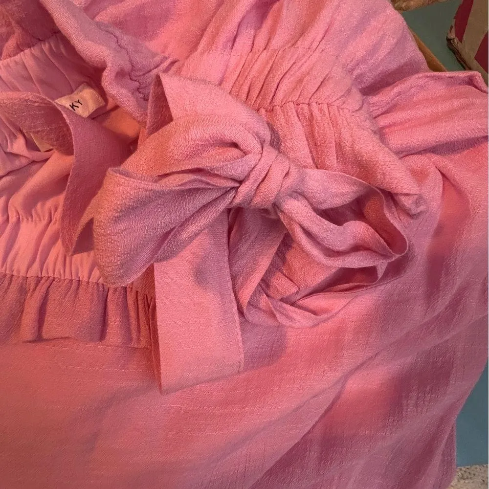 August Sky Medium Pink Sheath Sun Dress w/Ruffles - Image 5