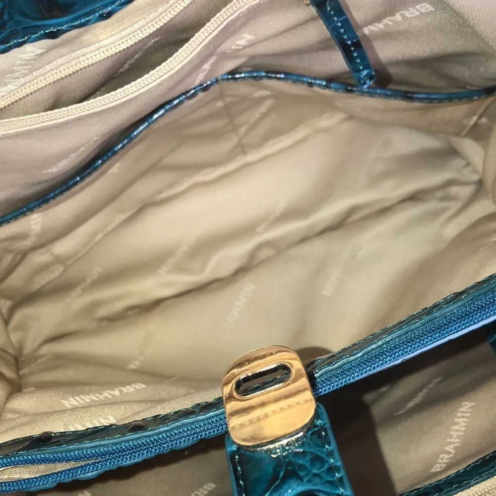 BRAHMIN Teal Crocodile Leather Melbourne Turn Lock Shoulder Bag NWOT - Image 6