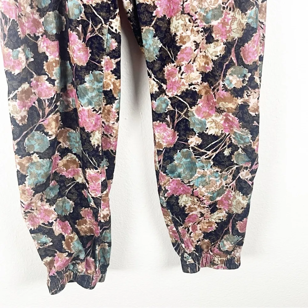 ANTHROPOLOGIE Anisa Floral Corduroy High Rise Elastic Waist Joggers, Size XS - Image 7