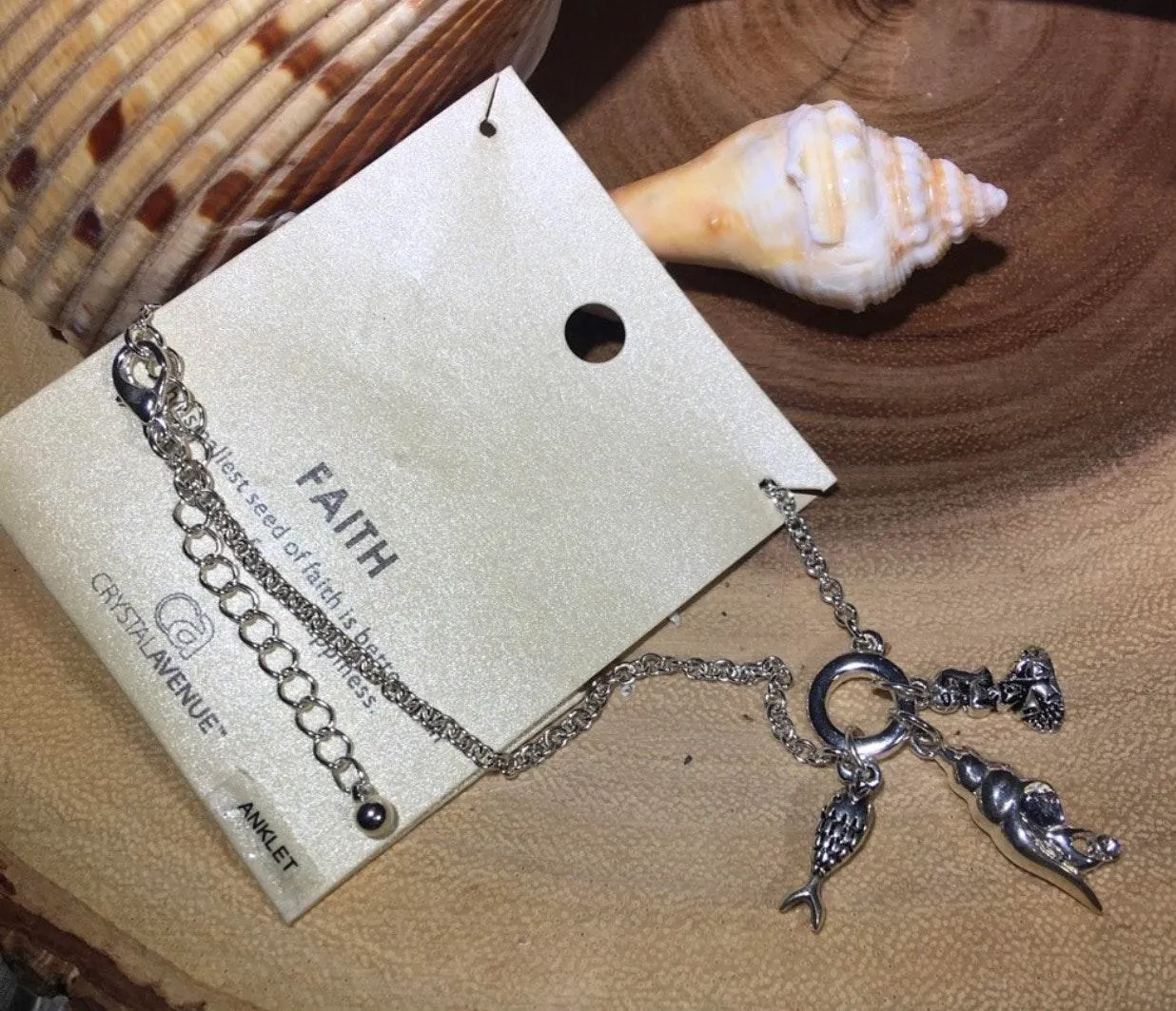 Faith crystal ave dangle silver ankle bracelet - Image 5