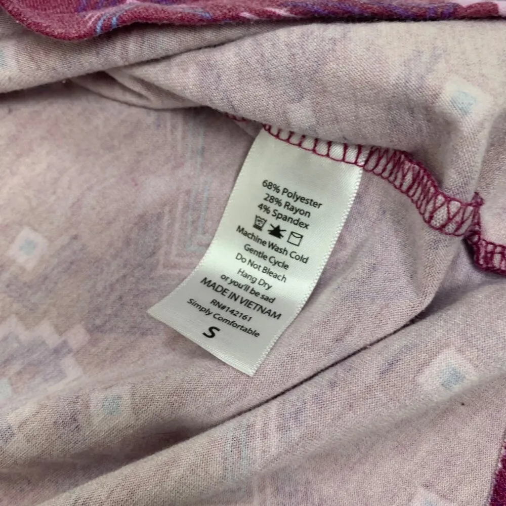 LuLaRoe S Women's Geometric Patterned High-Low Hem Irma Tunic Top Pink - Image 3