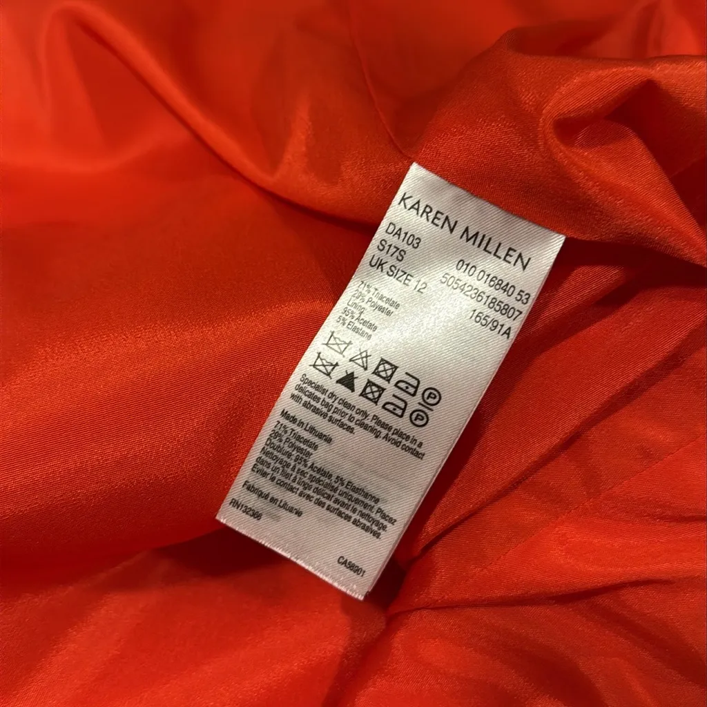 Karen Millen belted pencil v neck midi dress pencil office chic red flutter 8 - Image 8