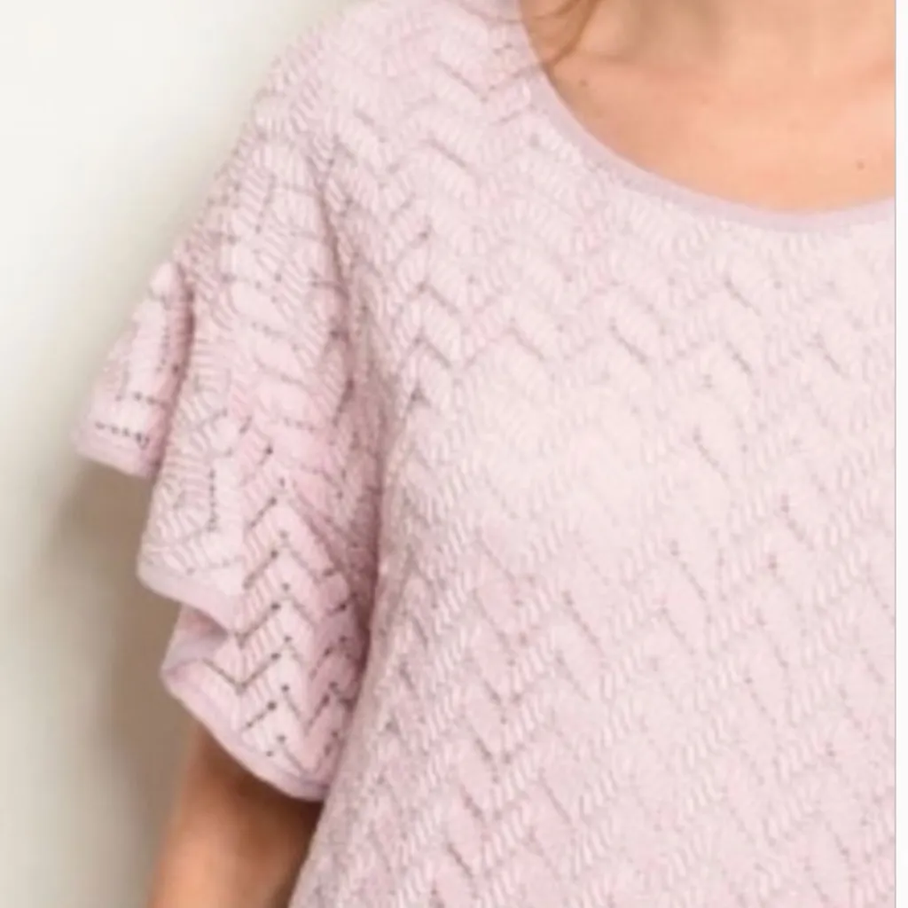 Women’s entro Crochet Short Sleeve Hi Lo Top in Tea Rose sz small - Image 5