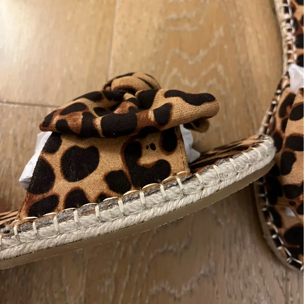 Fisace women’s espadrilles slip on front bow animal print Black Size 7 - Image 12