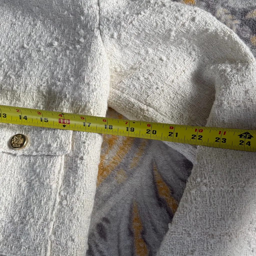 ABERCROMBIE & FITCH | COLLARLESS CROPPED TWEED JACKET IN WHITE SMALL - Image 8