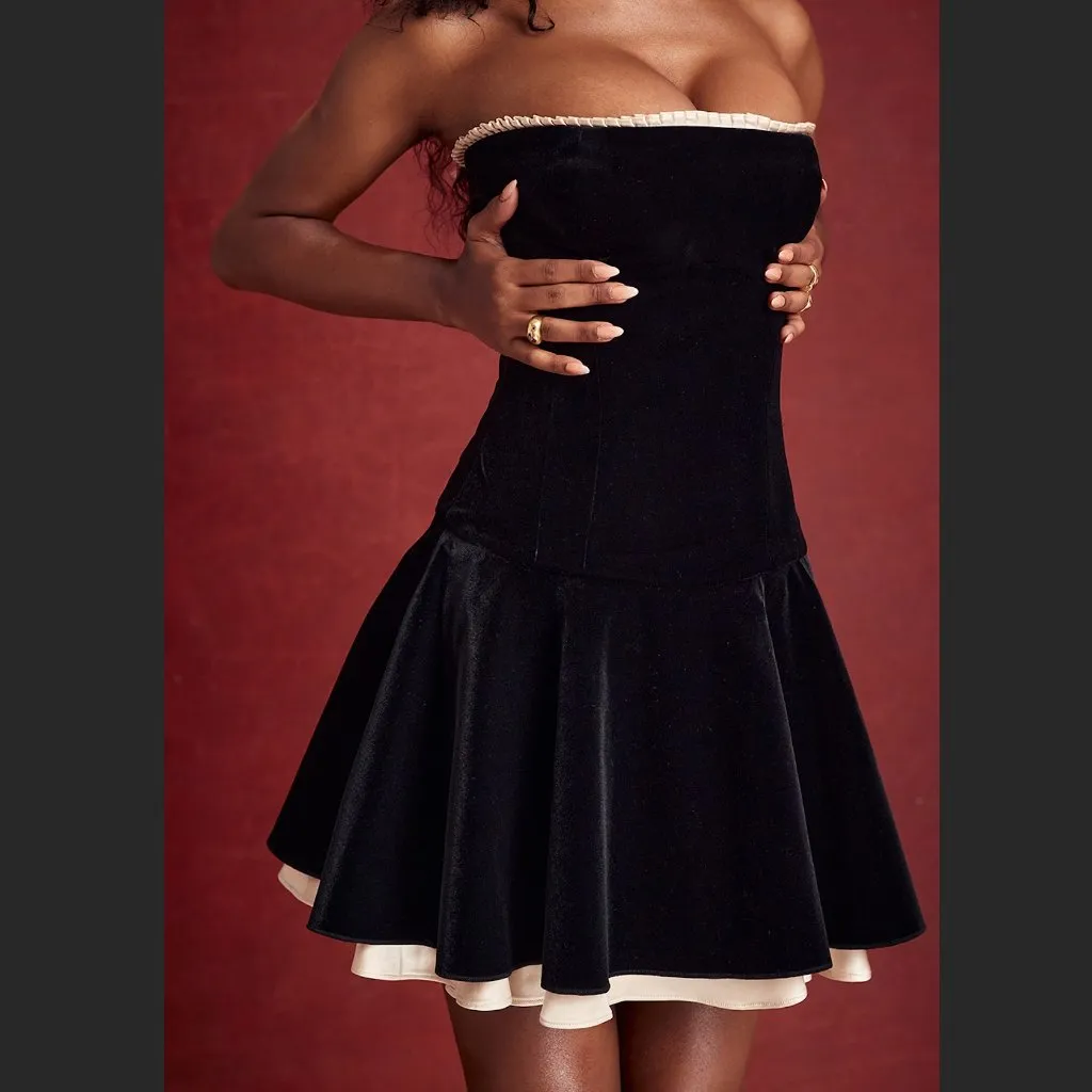 NWT HOUSE OF CB Marilla black velvet strapless dress- longer length - Image 4