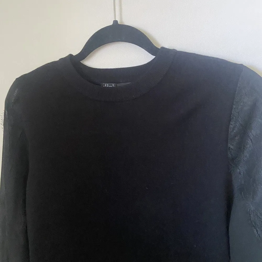 Nikka K Sweater Medium Womens Black Academia Sheer Lace Sleeves Career Holiday - Image 4