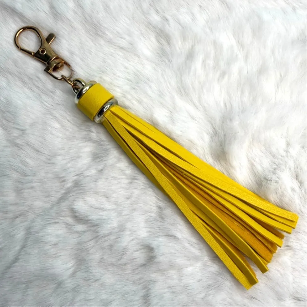 NEW Tassel Bag Charm Tassels Keychains Purse Fashion Charm Yellow - Image 2
