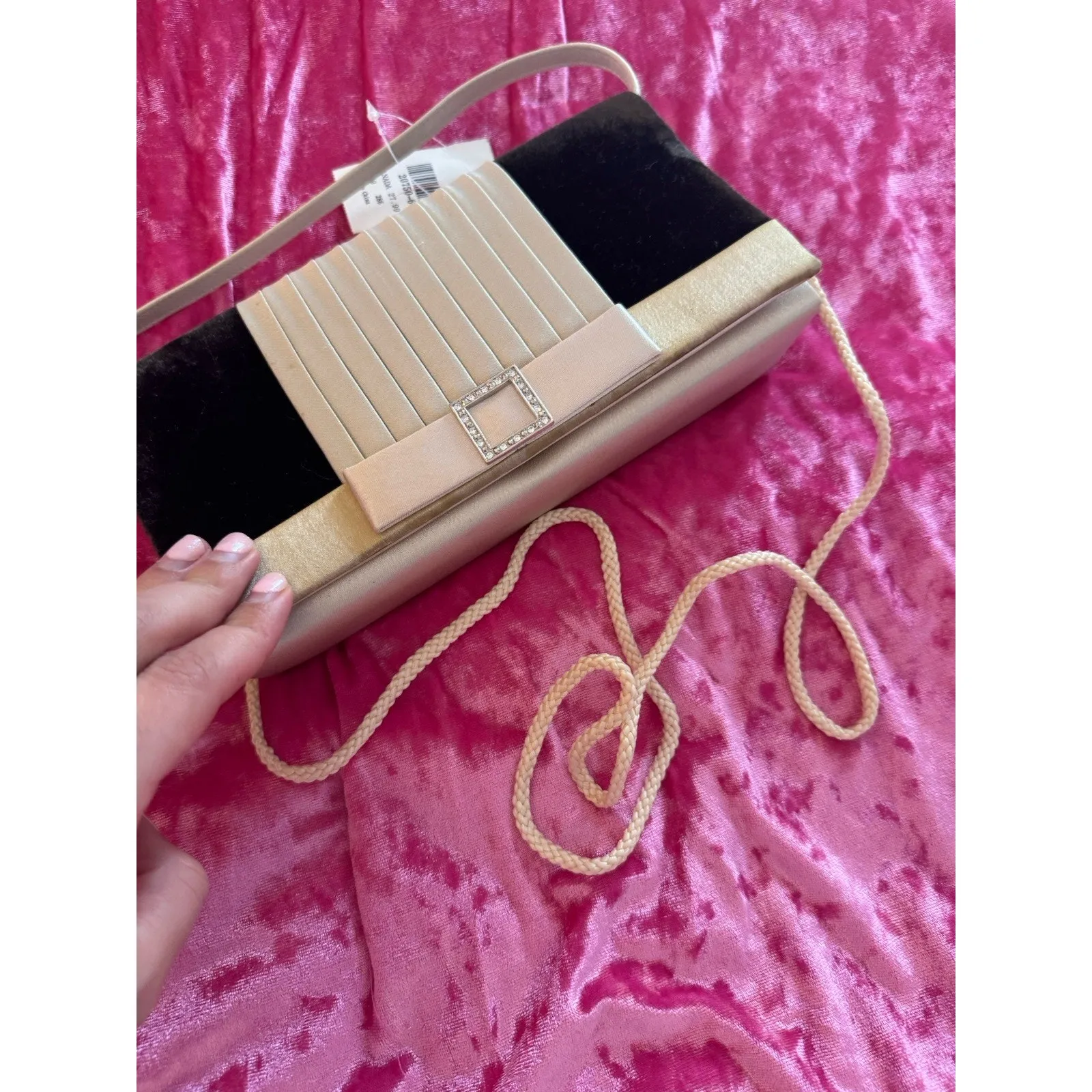 NWT Icing Clutch Bag Tan Beige Brown Velvet Satin Formal HoCo Wedding Formal - Image 6