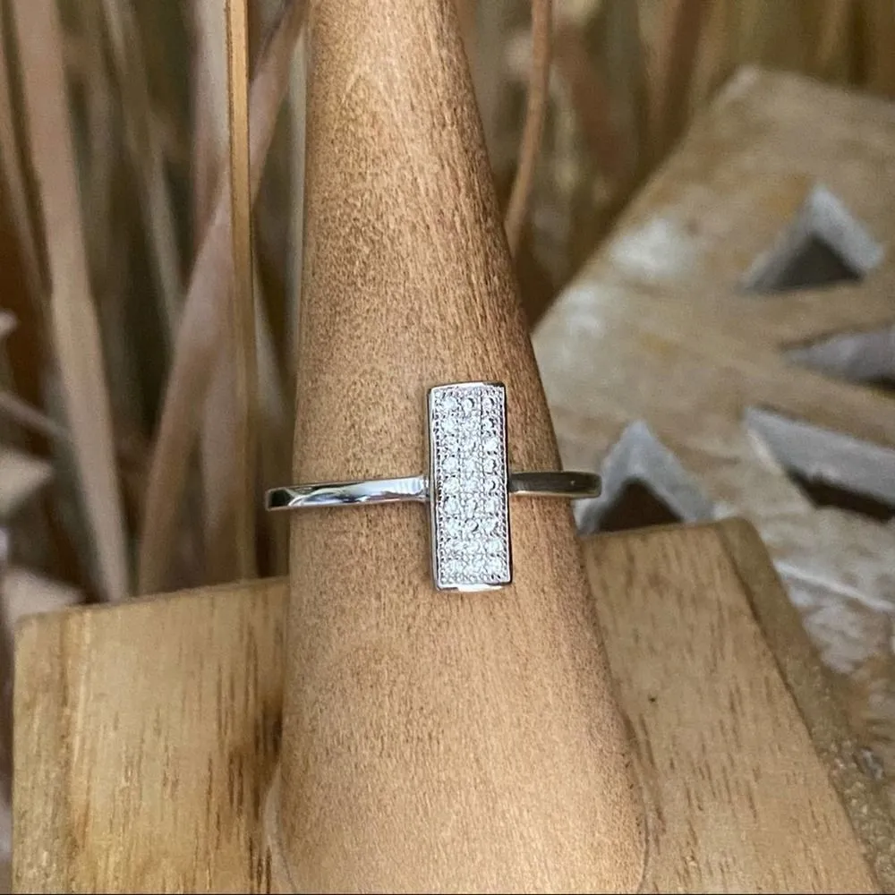 Micro Pave Cubic Zirconia Sterling Silver Ring Silver - Image 6