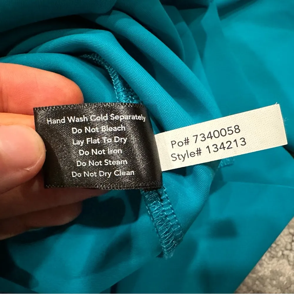 Boston Proper  Teal Ruched 3/4 Sleeve Dress Size 10 - Image 10