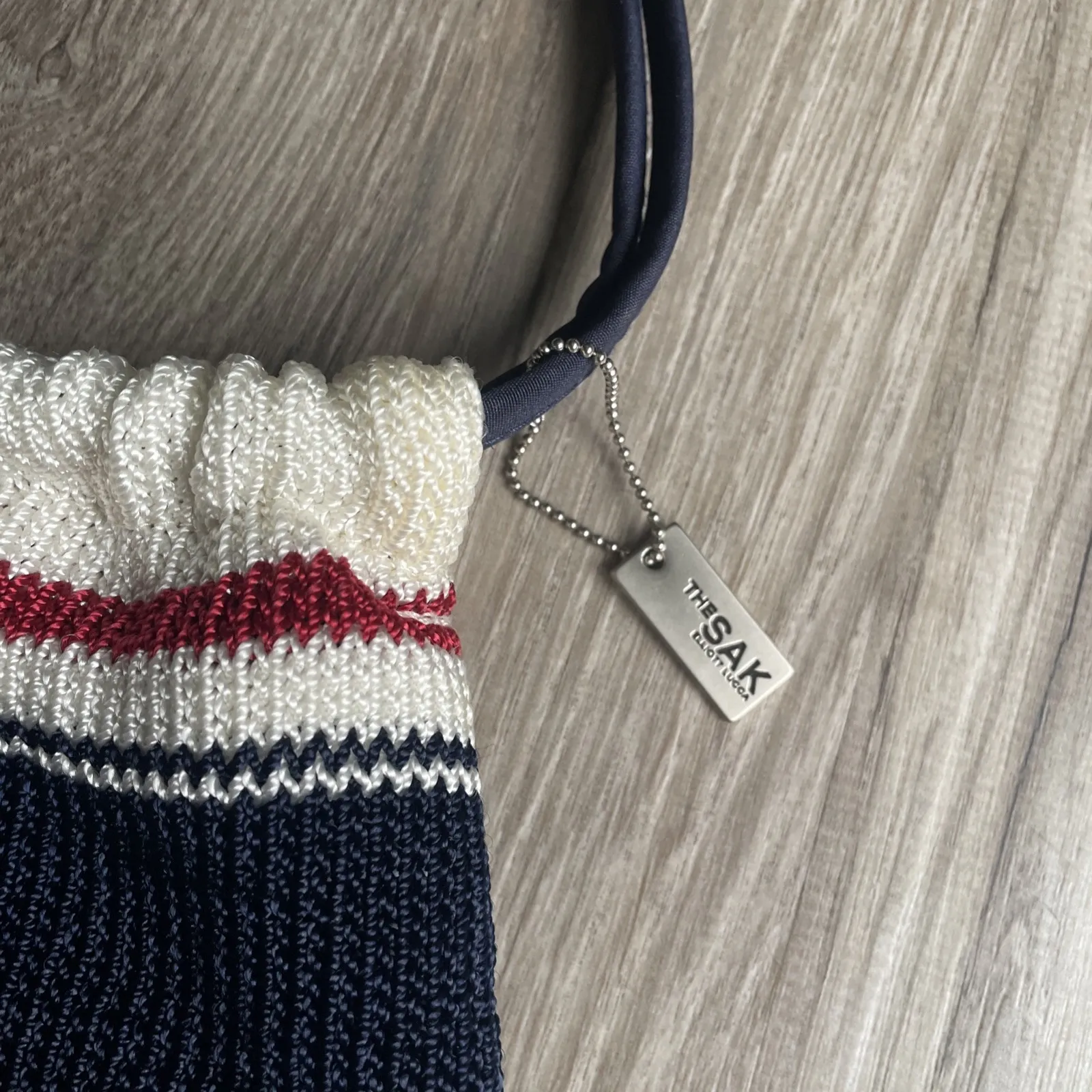 The Sak‎ Cream Blue Red Stripped Inner Pocket Hobo Shoulder Handbag USA - Image 2