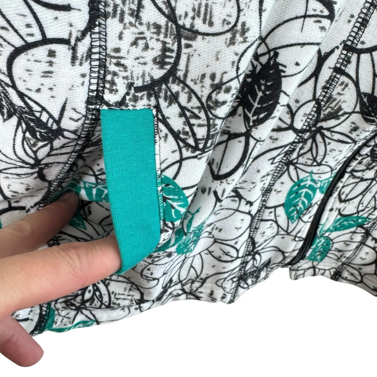 Allyson Whitmore Colorful Floral Cotton Blend Zip Up Lightweight Sweatshirt Sz L White Size L - Image 4