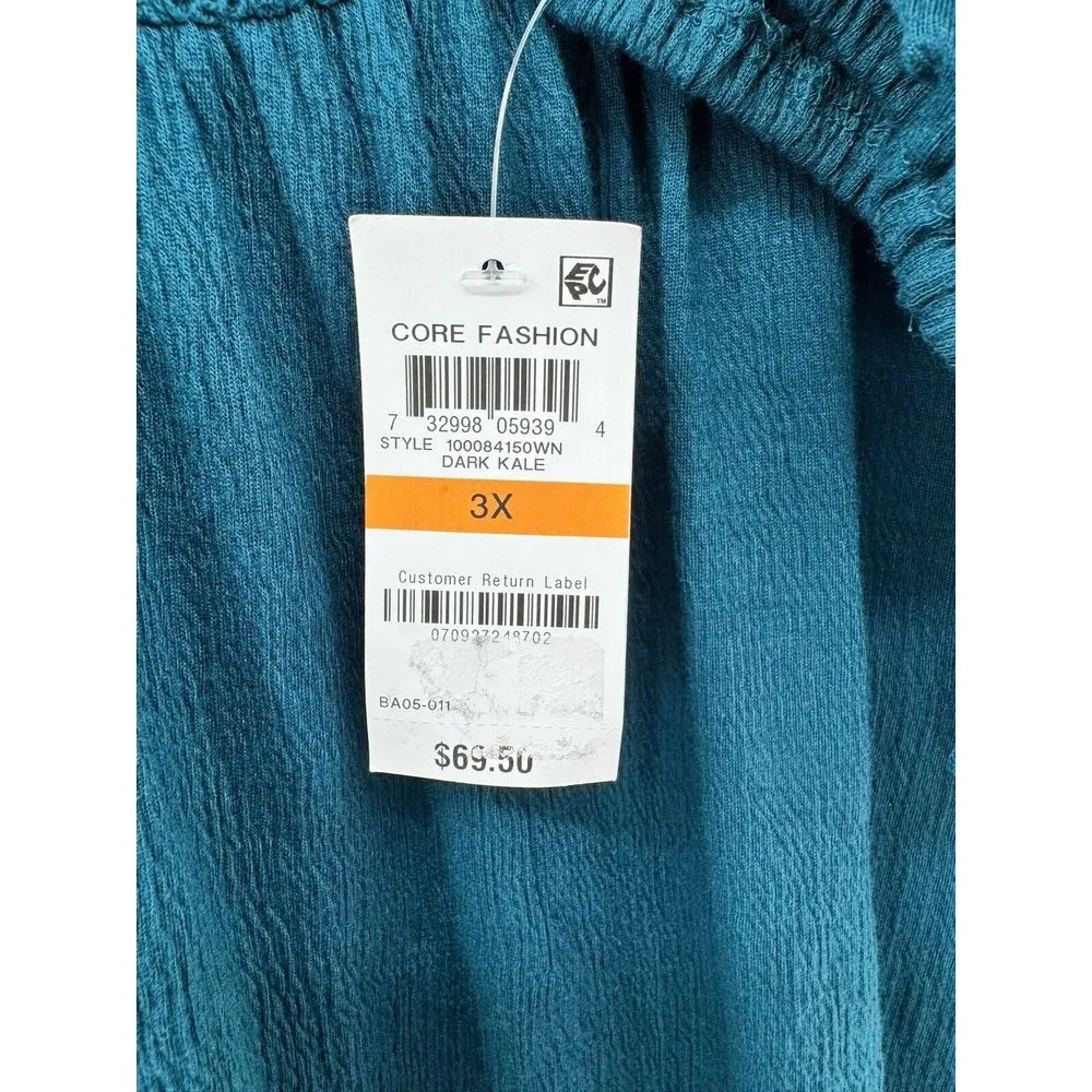 Style & Co Womens Plus 3X Kale Lace Shoulder Texture Split Neck Blouse NWT Boho‎ - Image 3